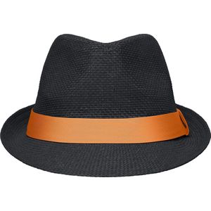 Zwart hoedje met oranje hoedband - Hoeden