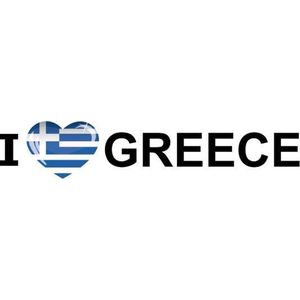 I Love Greece Vlaggen Sticker 19 X 4 cm - Griekenland Vlaggen Thema