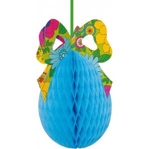 Paasei decoratie 30 x 17 cm - Paasversiering / Paasdecoratie - papier - met strik - brandvertragend Fuchsia