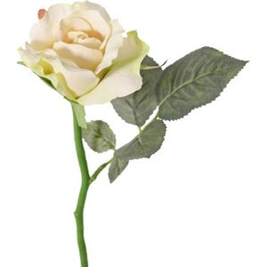 Topart Kunstbloem roos de luxe - wit creme - 30 cm - kunststof steel - decoratie