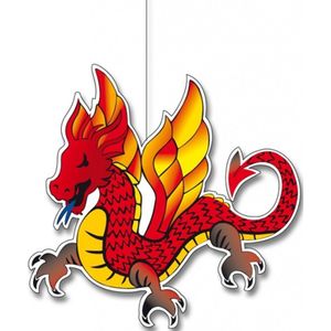 Chinese Draak Hangdecoratie van Karton 30 cm - Brandvertragend - Chinees Thema Feestartikelen Versiering