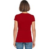 Bodyfit dames t-shirt rood met ronde hals - Dameskleding basic shirts