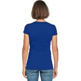 Bodyfit dames t-shirt blauw met ronde hals - Dameskleding basic shirts