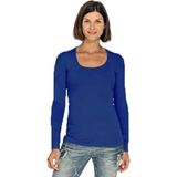 Bodyfit dames shirt lange mouwen/longsleeve blauw Dameskleding basic shirts (36)