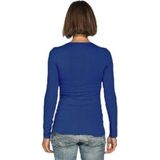 Bodyfit dames shirt lange mouwen/longsleeve blauw Dameskleding basic shirts (36)
