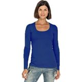 Bodyfit dames shirt lange mouwen/longsleeve blauw Dameskleding basic shirts (36)