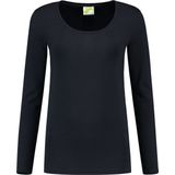 Bodyfit dames shirt lange mouwen longsleeve navy blauw - Dameskleding basic shirts S ()