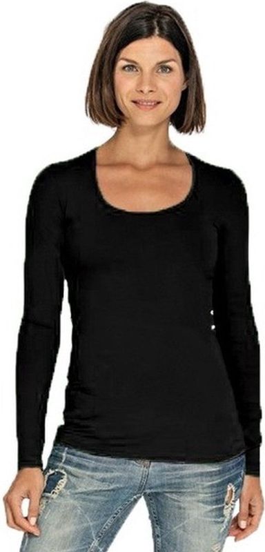 Bodyfit dames shirt lange mouwen longsleeve navy blauw - Dameskleding basic shirts S ()