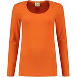 Bodyfit dames shirt met lange mouwen S oranje