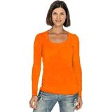 Bodyfit dames shirt met lange mouwen S oranje