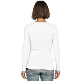 Bodyfit dames shirt lange mouwen longsleeve wit - Dameskleding basic shirts S ()