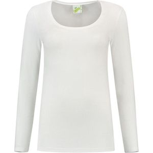 Bodyfit dames shirt lange mouwen longsleeve wit - Dameskleding basic shirts S ()