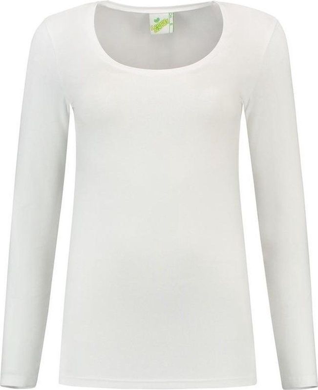 Bodyfit dames shirt lange mouwen longsleeve wit - Dameskleding basic shirts S ()