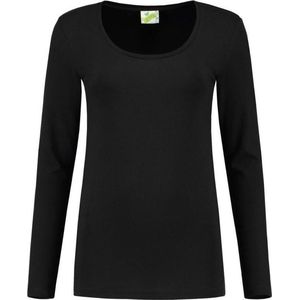 Bodyfit dames shirt met lange mouwen M zwart