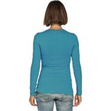 Bodyfit dames shirt lange mouwen longsleeve turquoise - Dameskleding basic shirts S ()