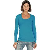 Bodyfit dames shirt lange mouwen longsleeve turquoise - Dameskleding basic shirts S ()