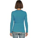 Bodyfit dames shirt met lange mouwen M turquoise