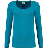 Bodyfit dames shirt met lange mouwen M turquoise