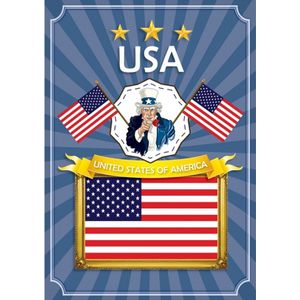 Bellatio decorations Landen thema USA/Amerika - vlag thema poster - 59 x 42 cm - papier - versiering