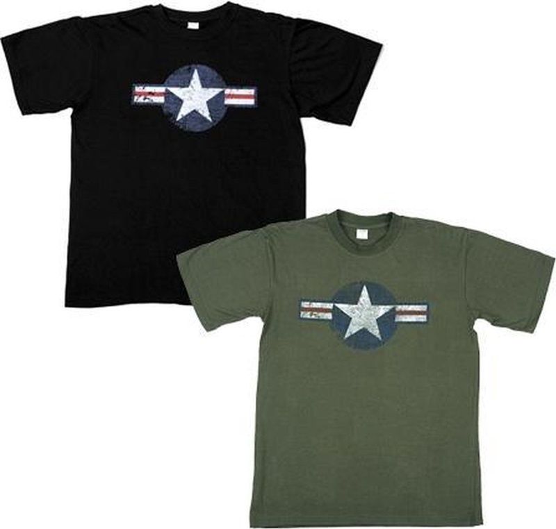 Fostex - T-shirt - Zwart - USAF Logo - Katoen - Vintage Stijl