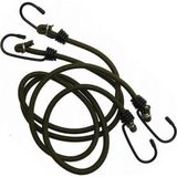 Elastische bagage span / elastiek spin - 2x stuks - legergroen - 56 cm - met metalen haak - vastzetten