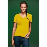 James Nicholson t-shirt v-hals - dames - geel - stretch - korte mouwen - katoen elasthan