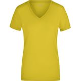James Nicholson t-shirt v-hals - dames - geel - stretch - korte mouwen - katoen elasthan