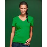 James Nicholson t-shirt v-hals - dames - lime groen - stretch - korte mouwen - katoen elasthan