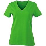 James Nicholson t-shirt v-hals - dames - lime groen - stretch - korte mouwen - katoen elasthan