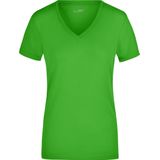 James Nicholson t-shirt v-hals - dames - lime groen - stretch - korte mouwen - katoen elasthan