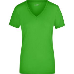 James Nicholson t-shirt v-hals - dames - lime groen - stretch - korte mouwen - katoen elasthan