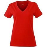 James Nicholson t-shirt v-hals - dames - rood - stretch - korte mouwen - katoen elasthan