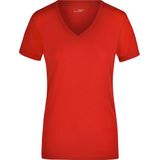 James Nicholson t-shirt v-hals - dames - rood - stretch - korte mouwen - katoen elasthan