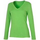 James & Nicholson - V-hals Shirt - Lange Mouw - Lime Groen - Katoen