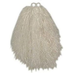 Cheerball/pompom met ringgreep - wit - 23 cm - voor kinderen