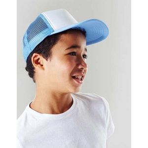 Vintage kinder baseball cap licht blauw/wit