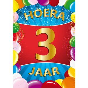 3 jaar verjaardag versiering poster - 59 x 84 cm - leeftijd feestartikelen - deurposter - raamposter
