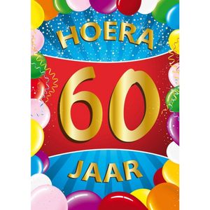 60 jaar verjaardag versiering poster - 59 x 84 cm - leeftijd feestartikelen - deurposter - raamposter