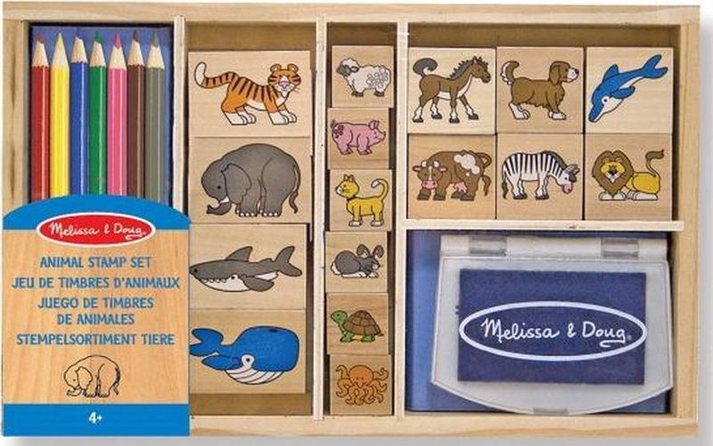 Melissa &amp; Doug Dieren stempelset - hout - 24 delig - kinderen - speelgoed - Hobby - creatief