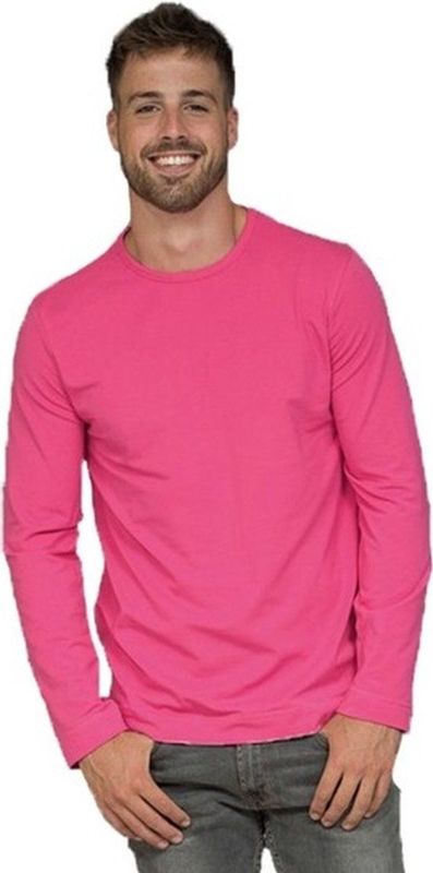 Heren shirt met lange mouwen fuchsia
