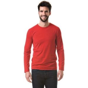 Lange Mouwen - Rood - Stretch T-shirt - Katoen