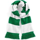 Sjaal met brede streep groen/wit