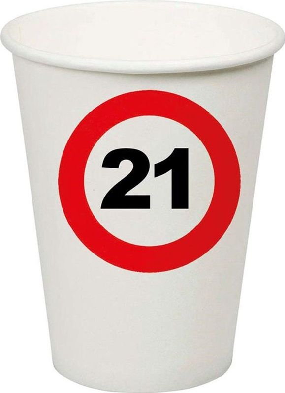 Feest bekertjes 21 jaar stopbord