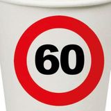 Verjaardagsfeest leeftijd bekertjes 60 jaar - 8x stuks - papier - thema leeftijd stopbord