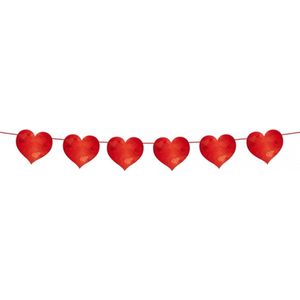 Slinger rode hartjes 6 meter valentijn en bruiloft versiering / decoratie - Valentijnsdag / trouwerij