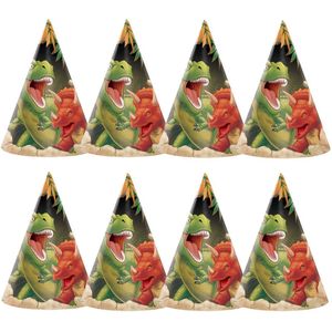8x stuks Dinosaurus thema papieren feesthoedjes - Kinder verjaardag
