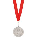 Medailles of sportprijs - eerste prijs - zilver - aan rood lint - sportdag