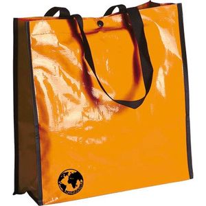 Shopper boodschappen opberg tas oranje 38 x 38 cm - Glimmende boodschappentassen
