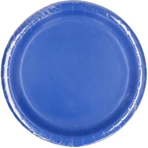 Feest bordjes - set 8x stuks - blauw - dia 23 cm - Wegwerpborden - karton - Feestartikelen - Feestbordjes