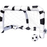 1x Opblaasbaar speelgoed voetbaldoel 213 x 122 cm - Inclusief 2x opblaasbare voetballen - Opblaasbaar strand/buiten speelgoed